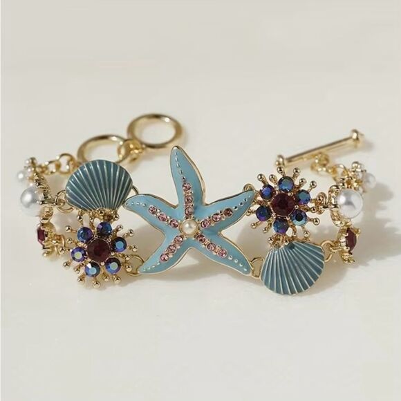 💙 Betsey Johnson Stunning Seashell Starfish Bracelet 💙 - Picture 3 of 5
